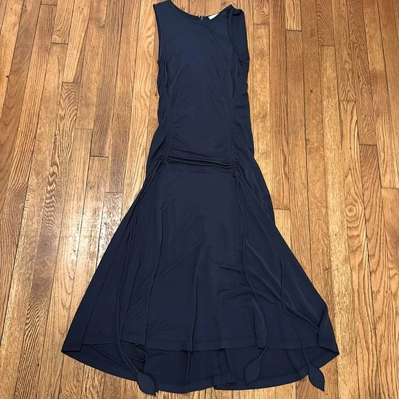 TORY BURCH Shannon navy Sleeveless tassel drawstring midi maxi cocktail Dress